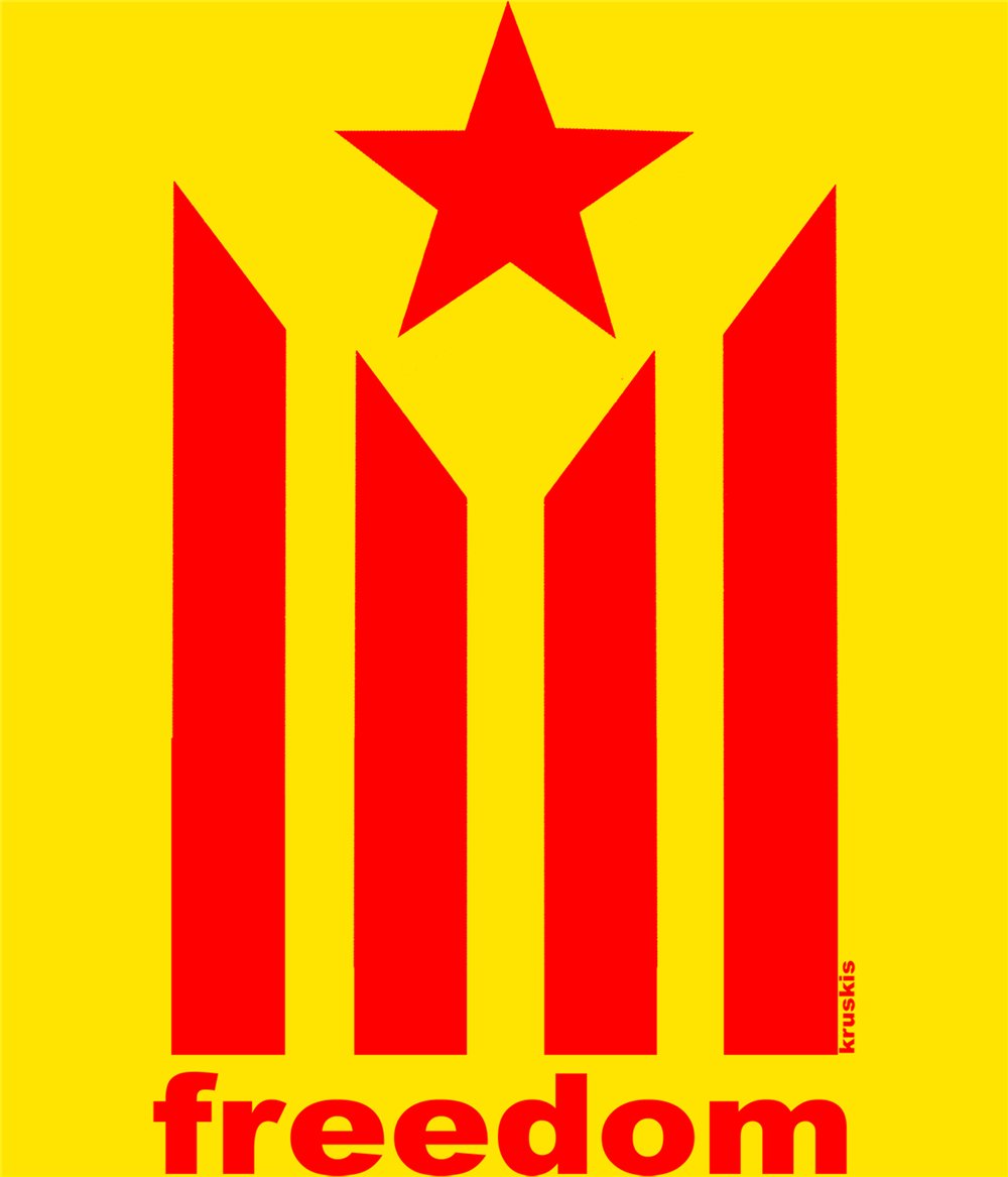 Camiseta Catalunya Estelada Freedom Manga Corta Hombre