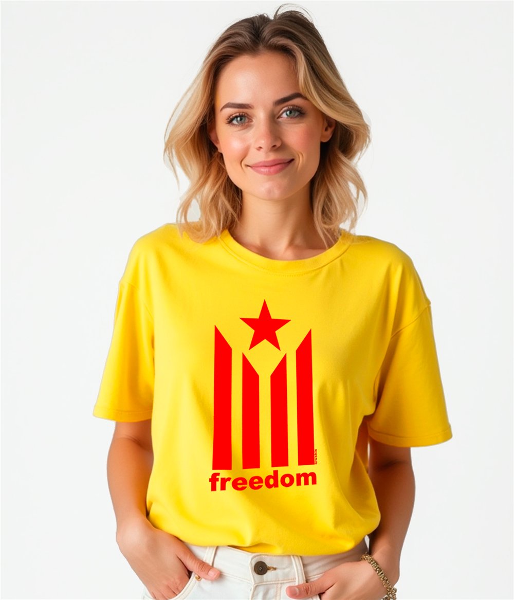 Camiseta Catalunya Estelada Freedom Manga Corta Mujer