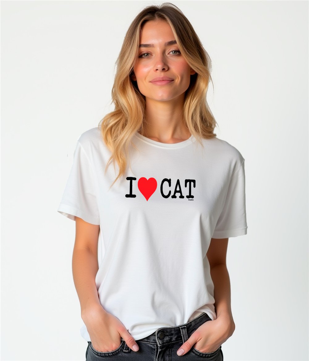 T Shirt Catalogne I Love CAT Manche Courte Femme