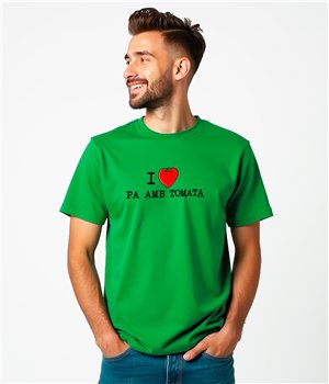 T Shirt Catalogna I Love Pa amb Tomata Manica Corta Uomo