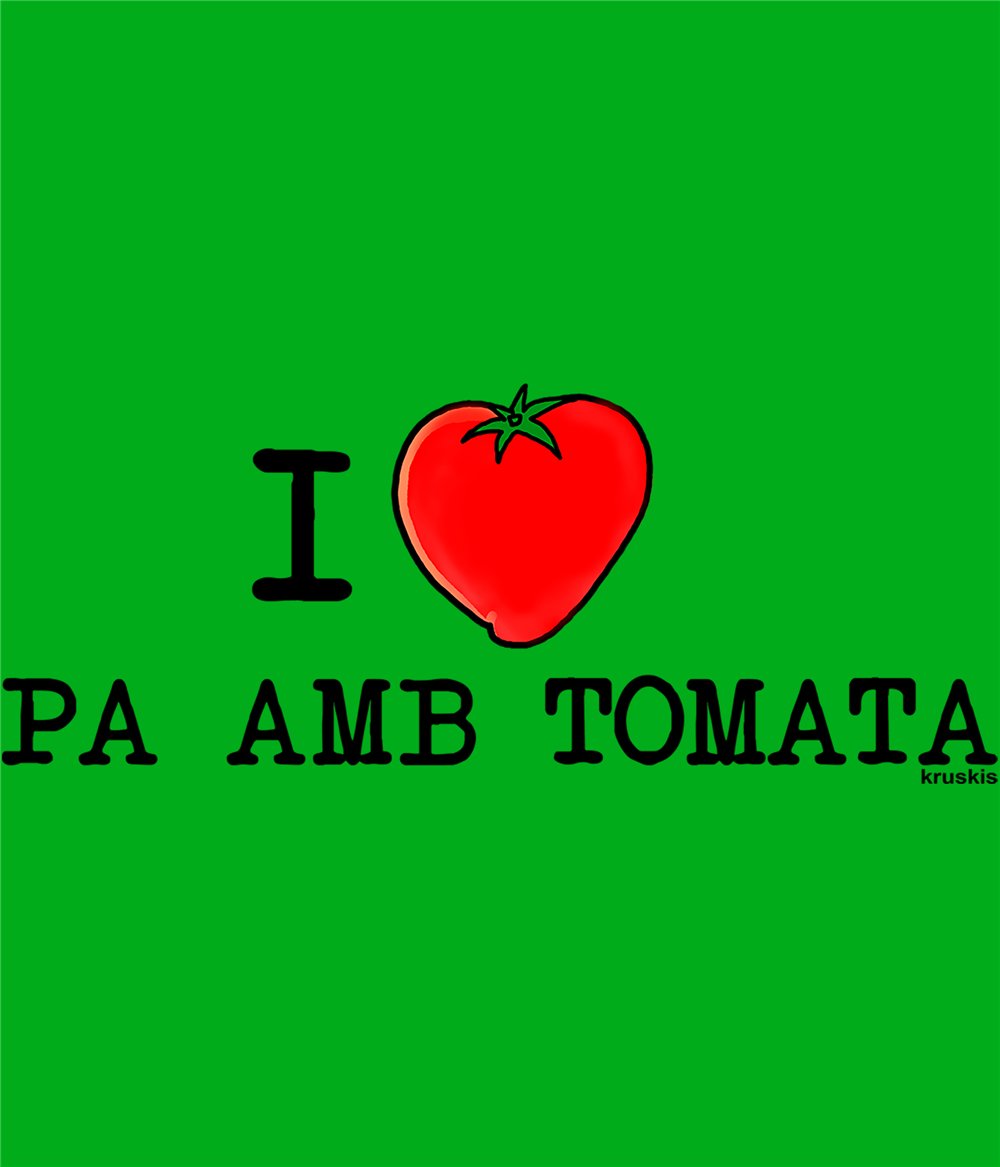 T Shirt Catalogna I Love Pa amb Tomata Manica Corta Uomo