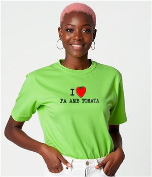 Samarreta Catalunya I Love Pa amb Tomata Maniga Curta Dona