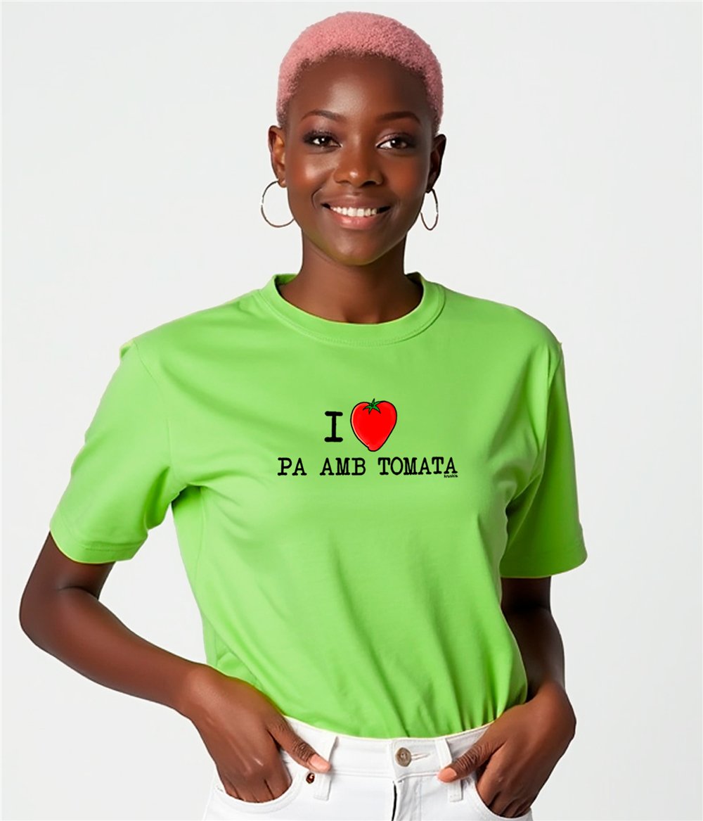 Camiseta Catalunya I Love Pa amb Tomata Manga Corta Mujer