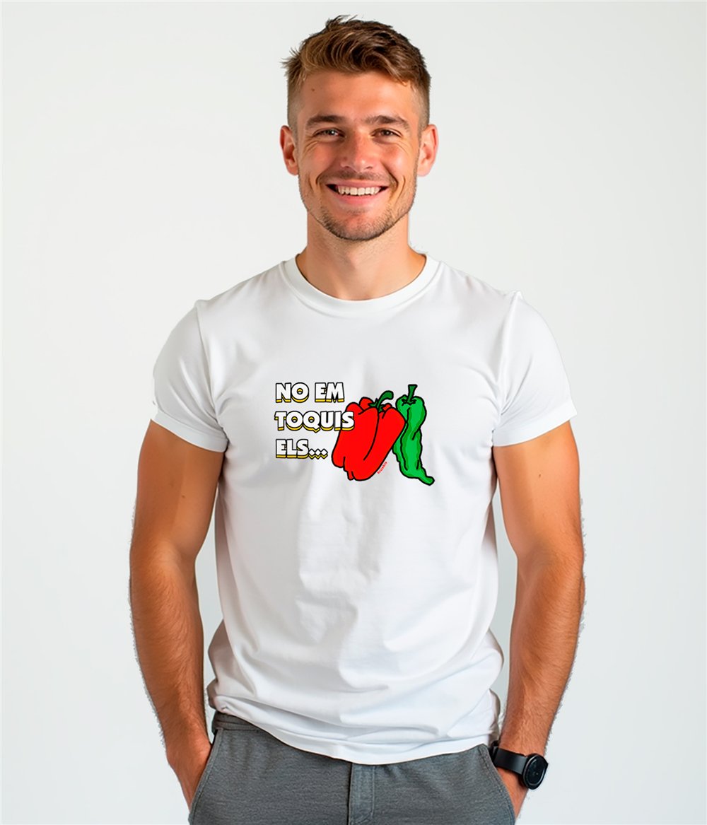 Camiseta ECO Catalunya No Em Toquis els Pebrots Manga Corta Hombre