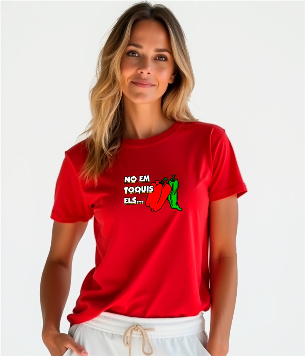 Camiseta Catalunya No Em Toquis els Pebrots Manga Corta Mujer