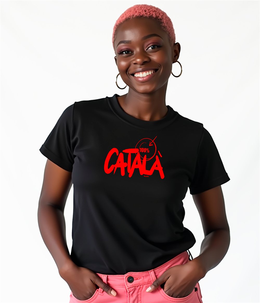 Camiseta Catalunya 100% Catala Manga Corta Mujer