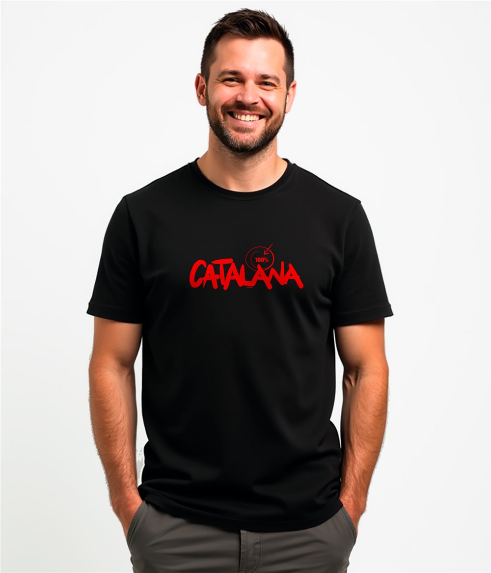 T Shirt Katalonia 100 % Catalana Krotki Rekaw Czlowiek