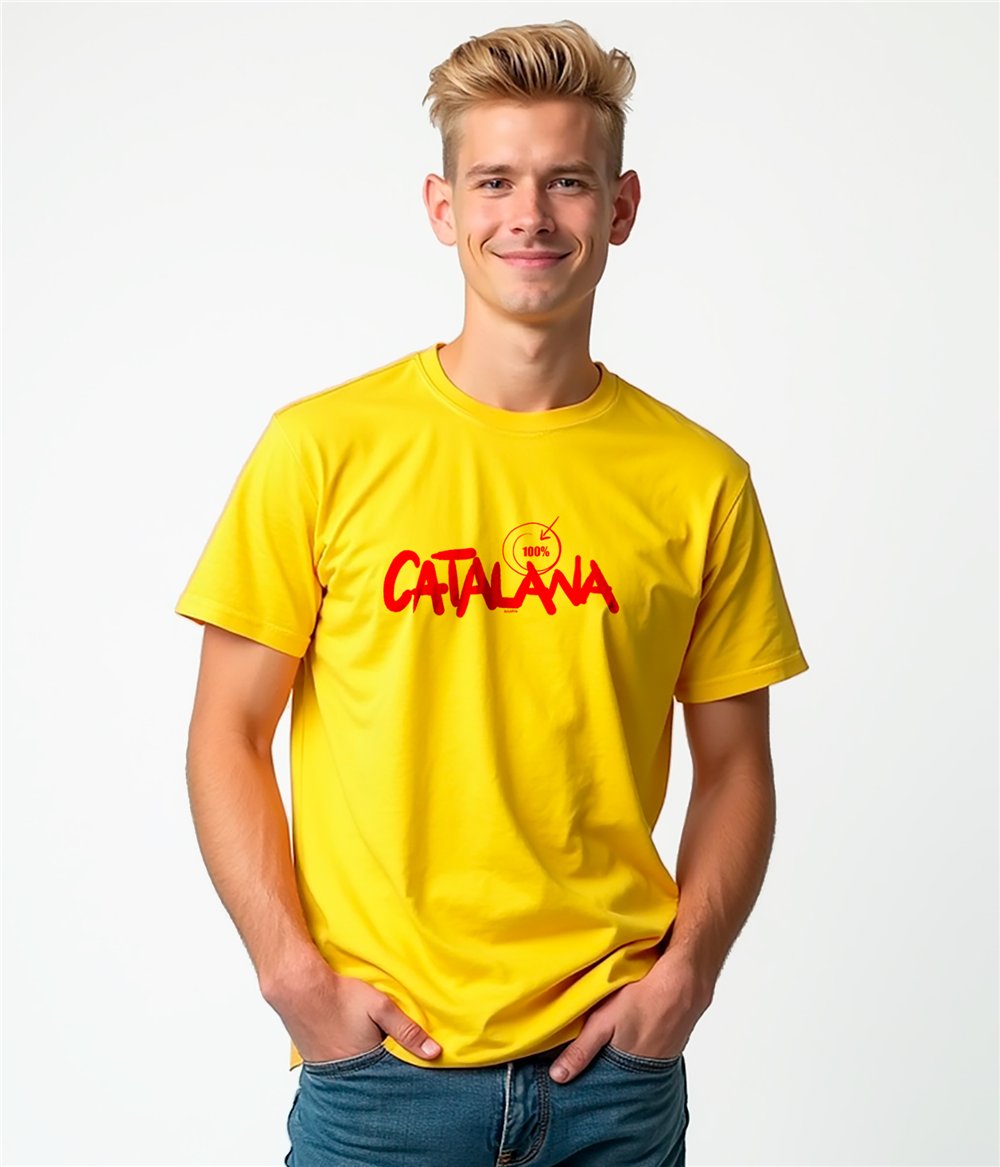 Camiseta Catalunya 100 % Catalana Manga Corta Hombre