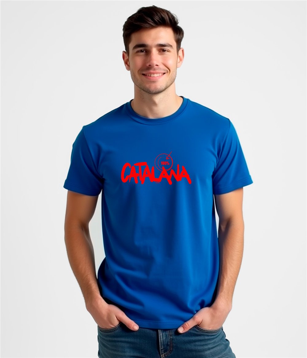 Camiseta Catalunya 100 % Catalana Manga Corta Hombre