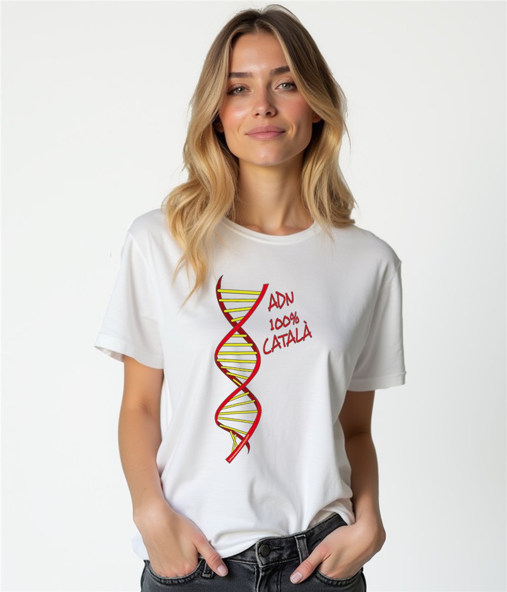 Camiseta Catalunya ADN 100x100 Catala Manga Corta Mujer