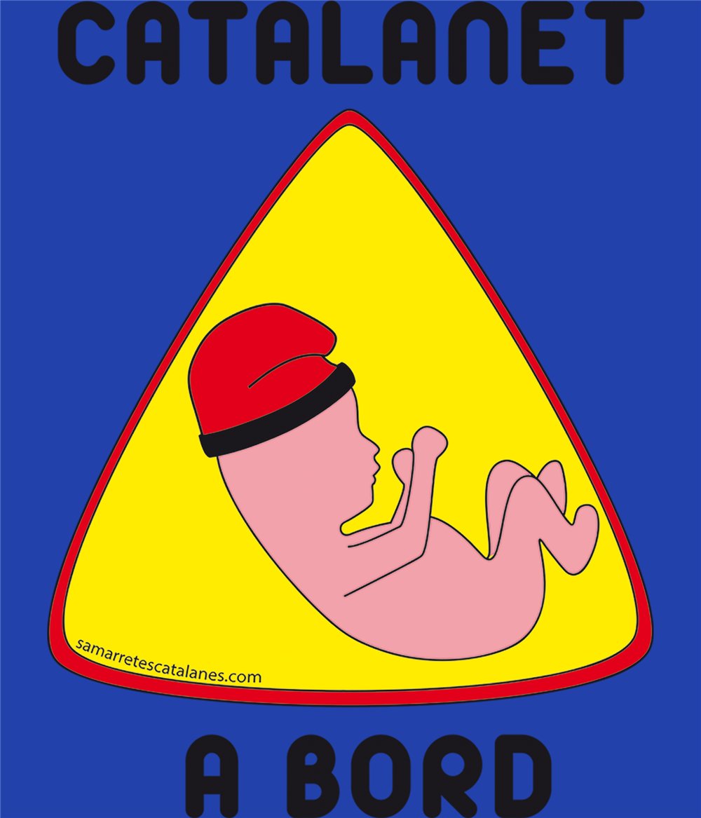 T Shirt Katalonia Catalanet a Bord Krotki Rekaw Czlowiek