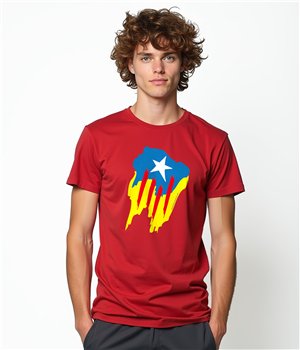 T Shirt Katalonien Estelada Pintada Kortarmad Man