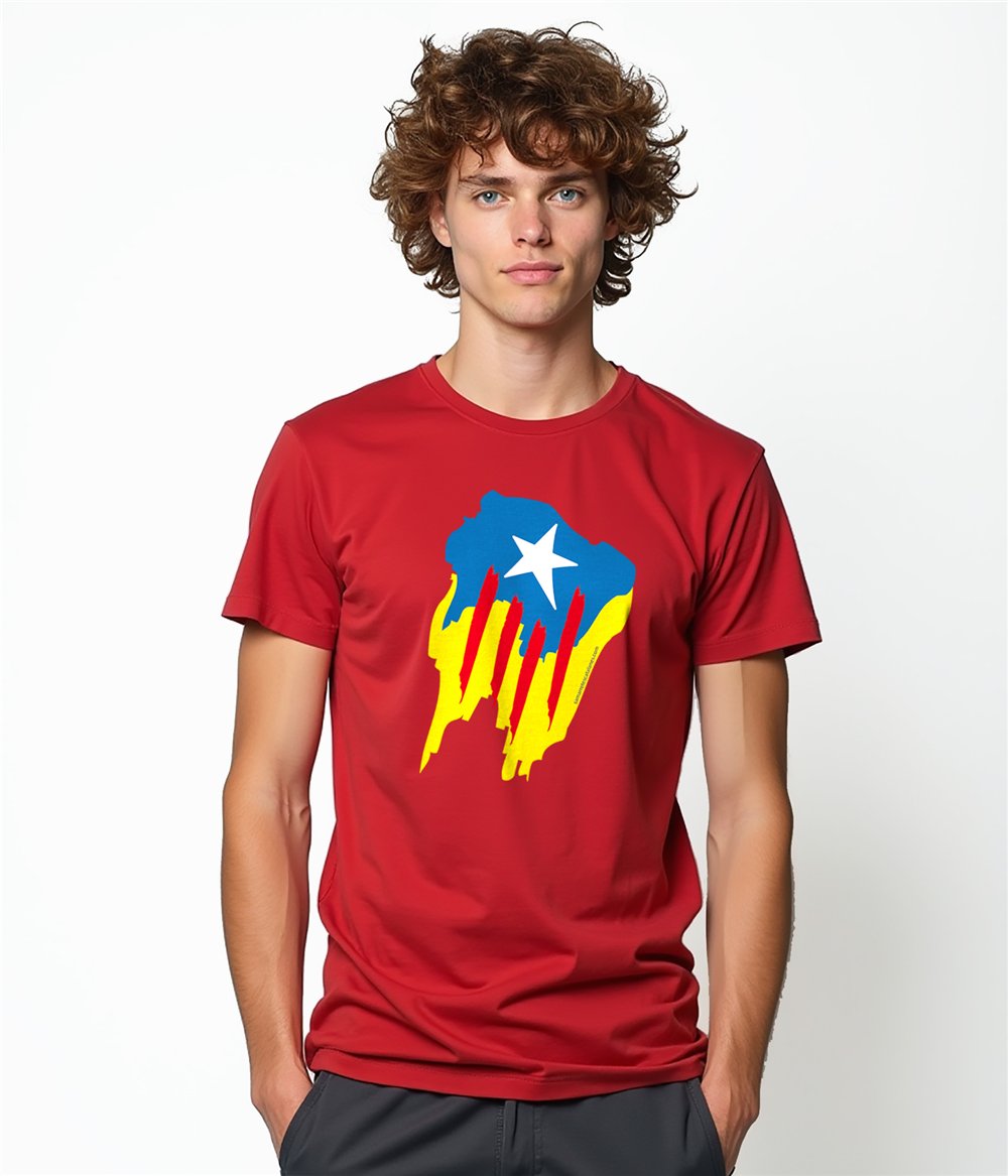 Camiseta Catalunya Estelada Pintada Manga Corta Hombre
