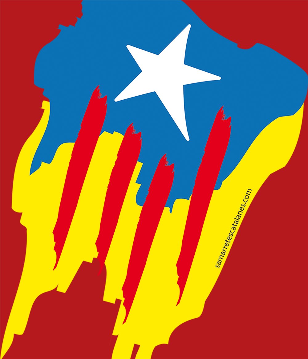 Camiseta Catalunya Estelada Pintada Manga Corta Hombre