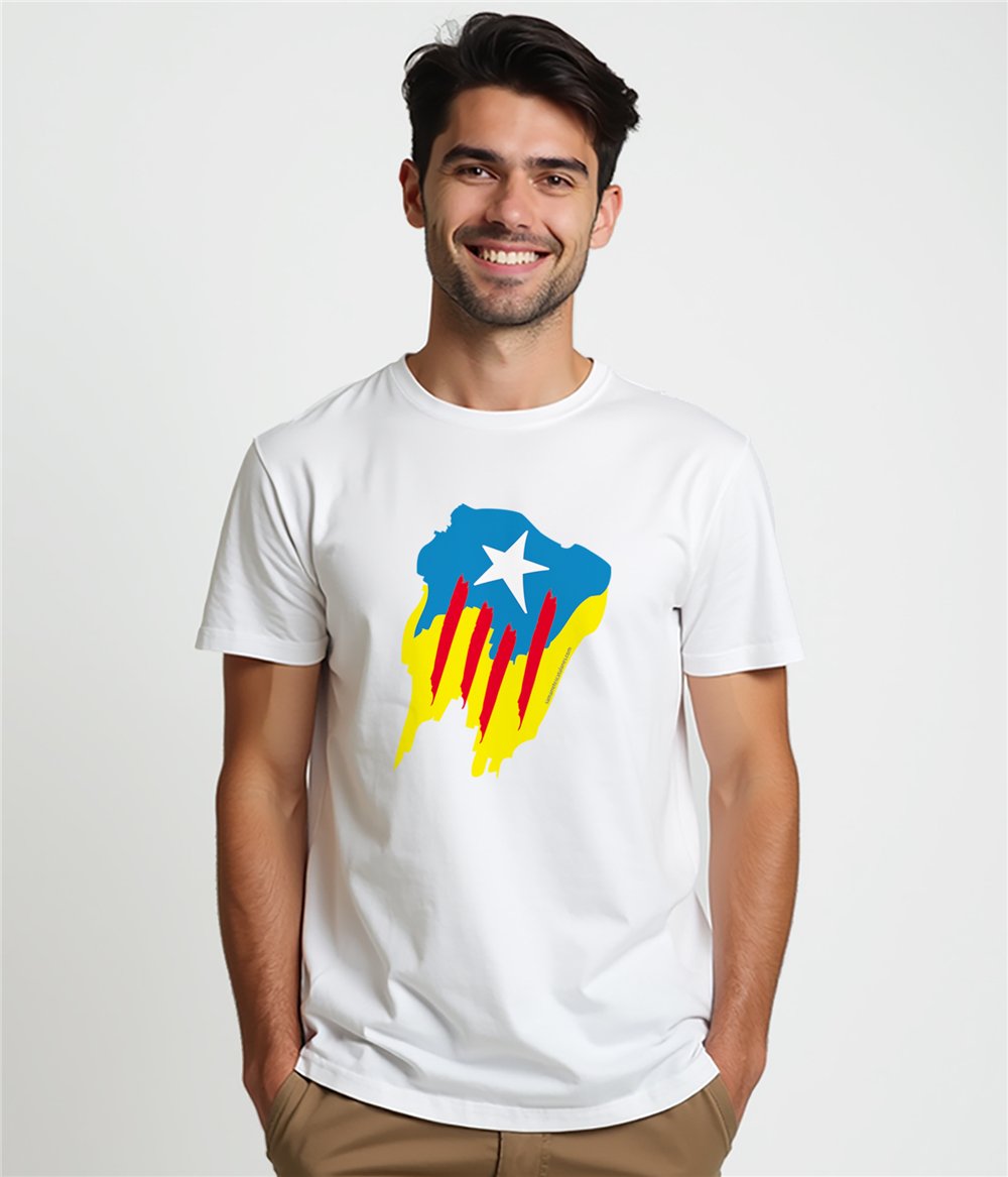 Camiseta ECO Catalunya Estelada Pintada Manga Corta Hombre