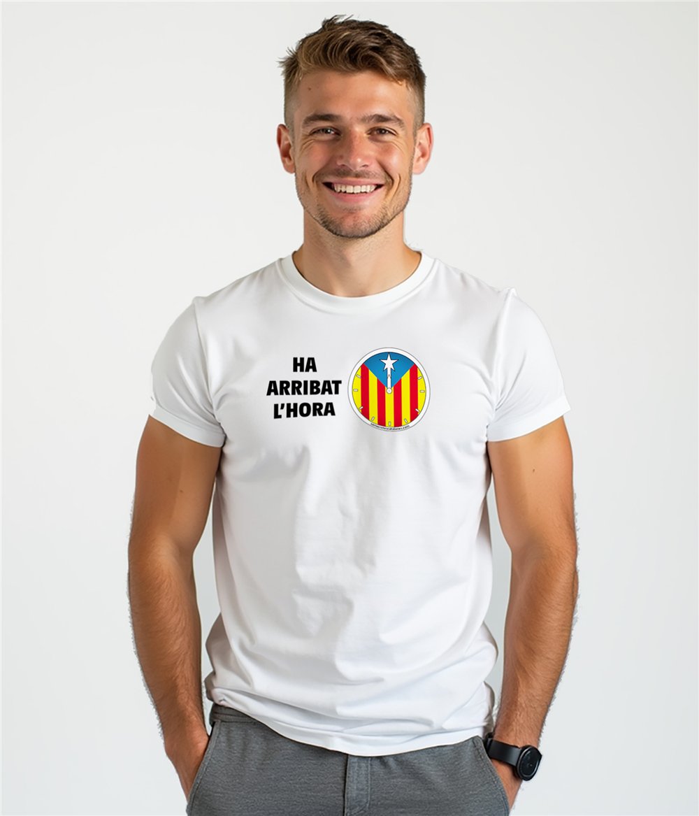 T Shirt Katalonia Rellotge Independencia Krotki Rekaw Czlowiek