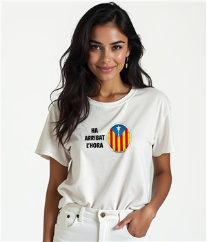 Camiseta Catalunya Rellotge Independencia Manga Corta Mujer