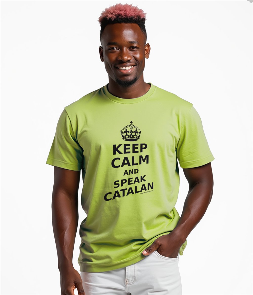 T Shirt Catalogne Keep Calm and Speak Catalan Manche Courte Homme