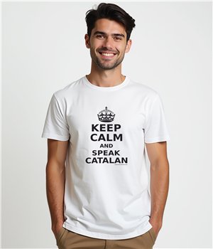 Camiseta ECO Catalunya Keep Calm and Speak Catalan Manga Corta Hombre