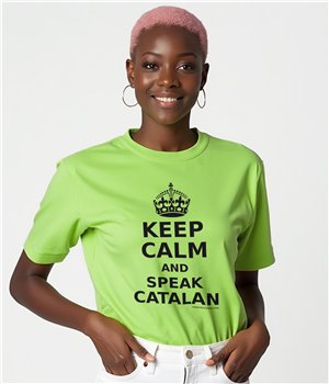 Samarreta Catalunya Keep Calm and Speak Catalan Maniga Curta Dona