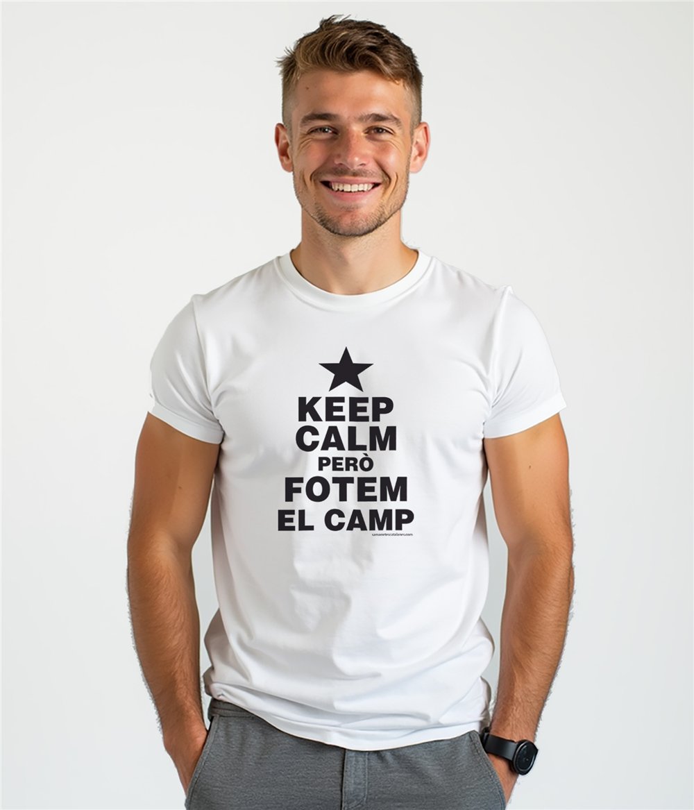 Camiseta ECO Catalunya Keep Calm pero fotem el Camp Manga Corta Hombre