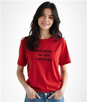 Camiseta Catalunya Orgullosa de Ser Catalana Manga Corta Mujer