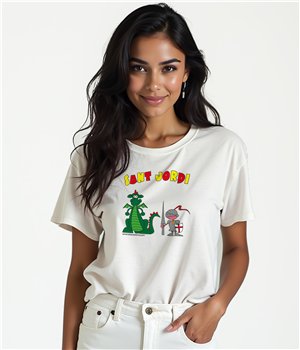 T Shirt Katalonia Sant Jordi Kortki Rekaw Kobieta