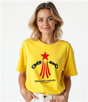 Samarreta Catalunya Via Catalana Trencant Cadenes Maniga Curta Dona